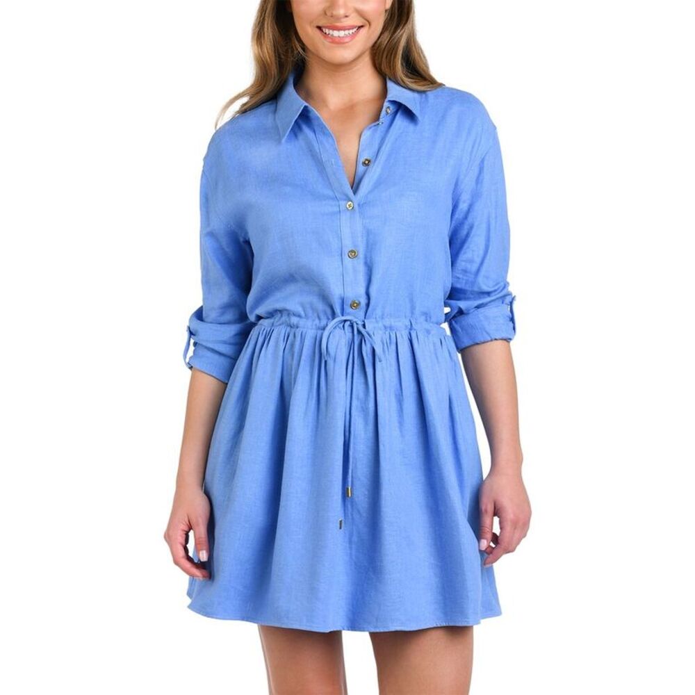 La Blanca Womens Delphine Coast Shirtdress, Blue